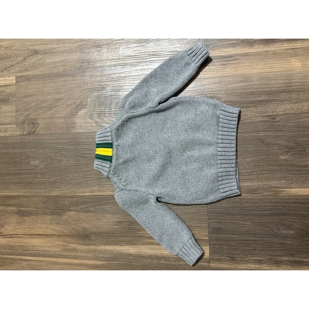 Ralph Lauren Baby Boys' Full Zip Gray Sweater‎ 9 Months 100% Cotton Knit
